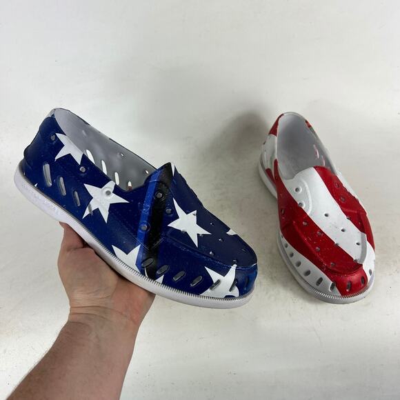 Sperry Float Boat Shoes Womens 8 Multicolor Striped Slip On Patriotic Flag Flats - Picture 1 of 10
